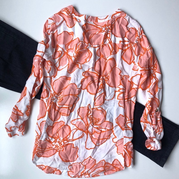 ❤️Anthropologie Maeve Orange Pintucked Floral Top - Picture 4 of 6